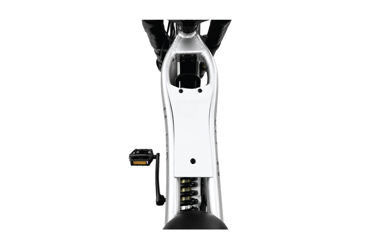 Legin Mach 1 Pro Stepover top tube and seat post detail - Blue, Cream, Silver, Black