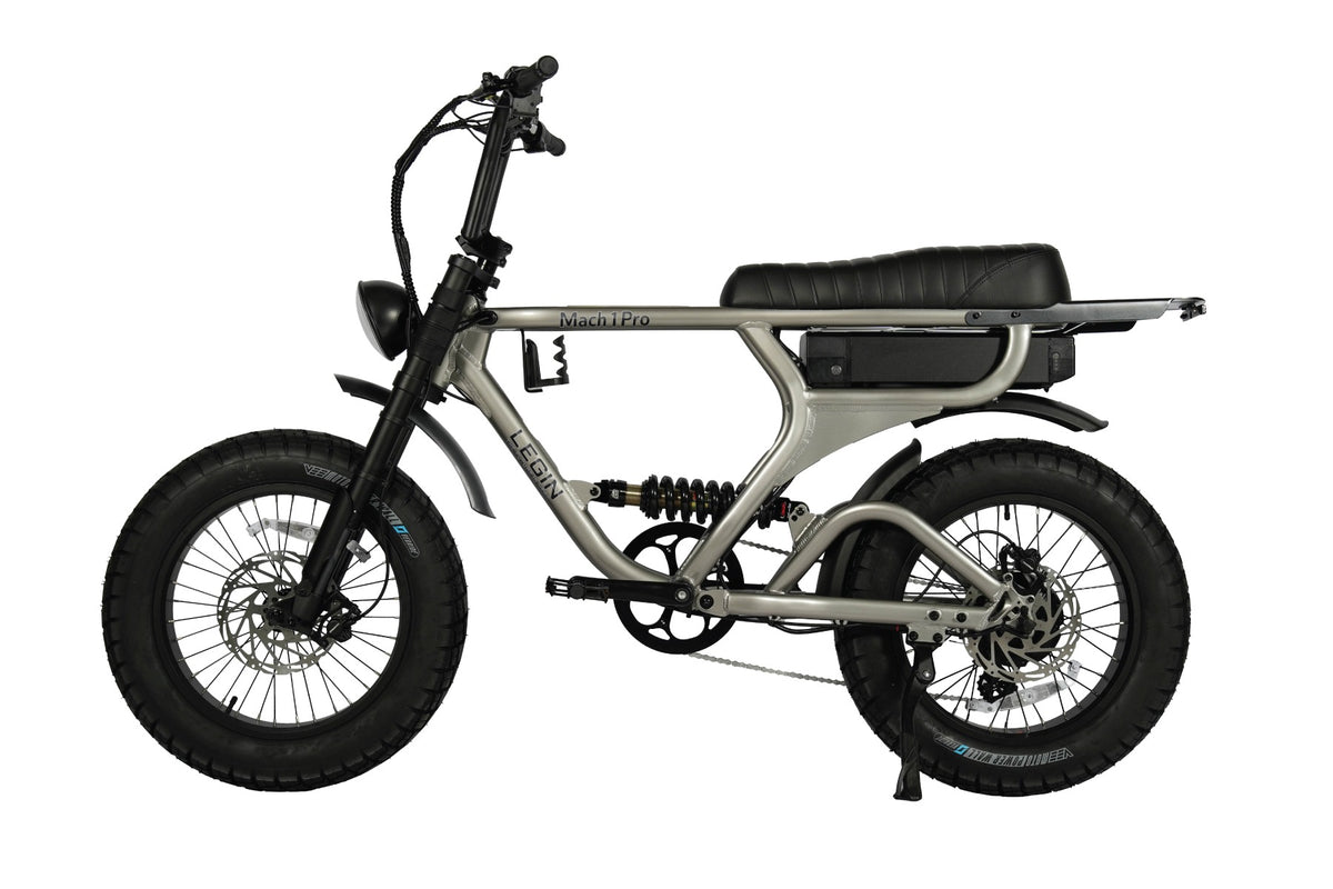 Legin Mach 1 Pro Off-Road fat-tyre electric bike in Silver Mist Gloss