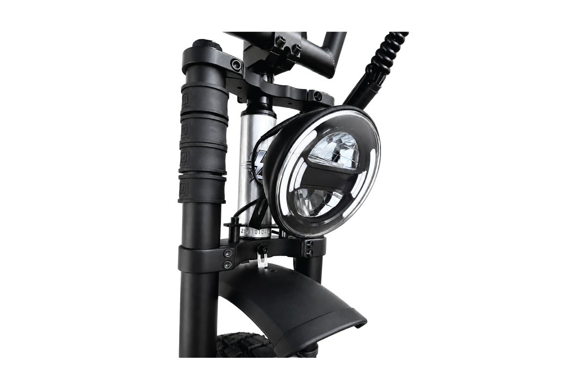 Legin Mach 1 Pro Stepover LED headlight detail - Blue, Cream, Silver, Black