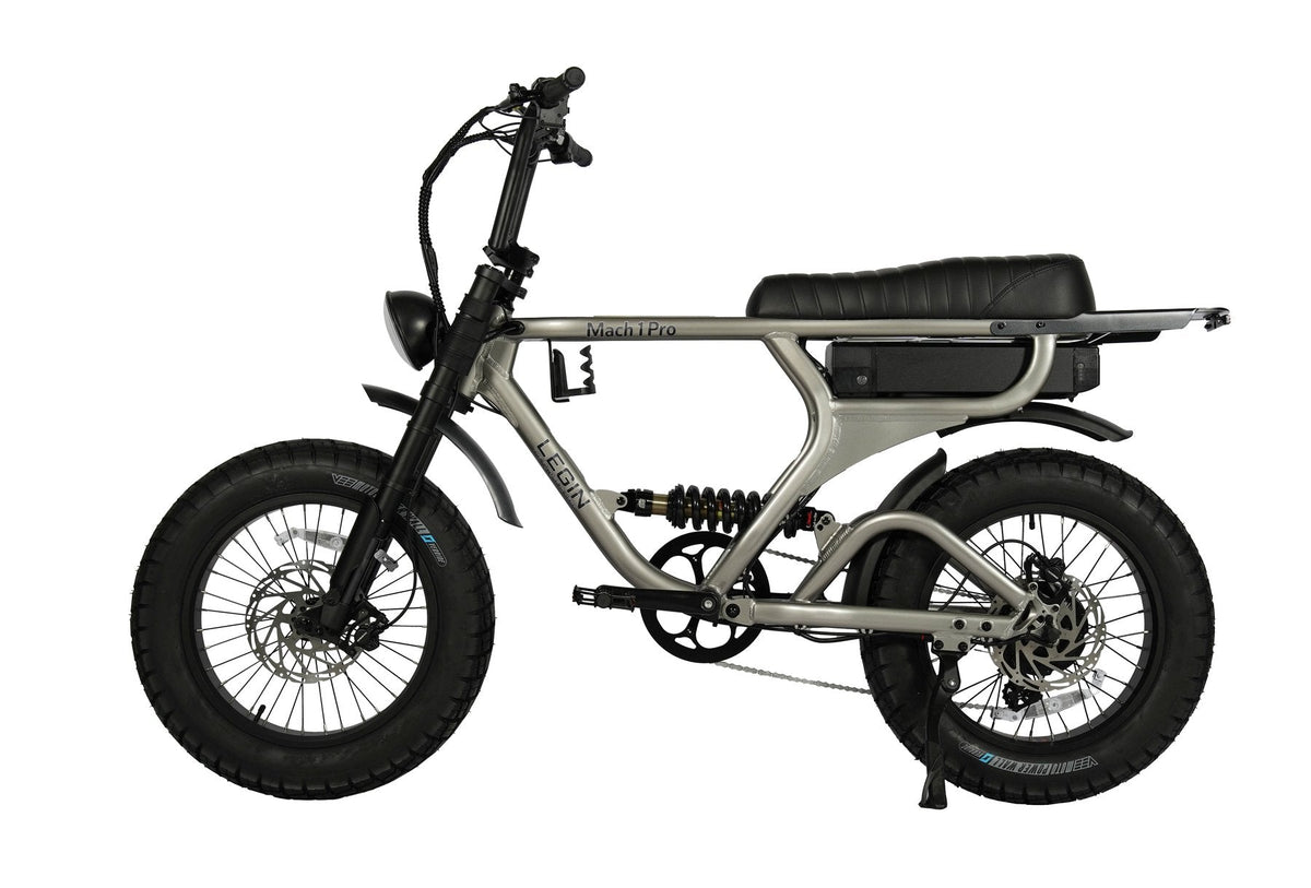 Legin Mach 1 Pro fat-tyre electric bike in Silver Mist Gloss